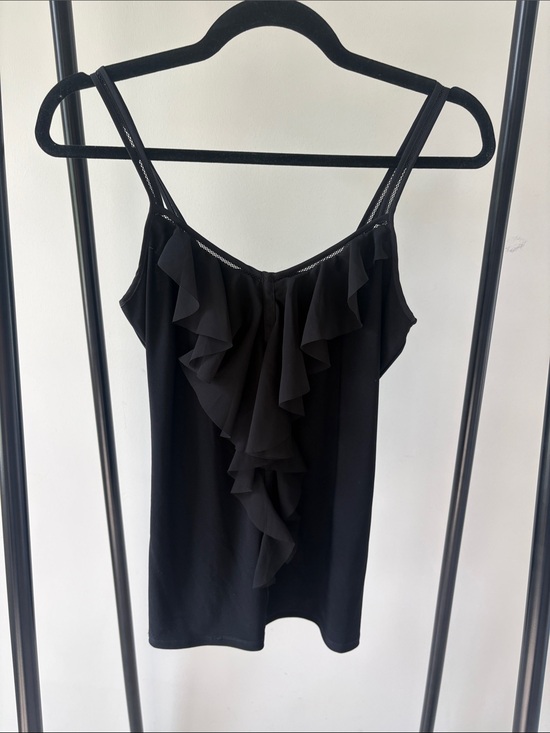 White House Black Market Tops - WHBM Black Sleeveless Ruffle Camisole Top